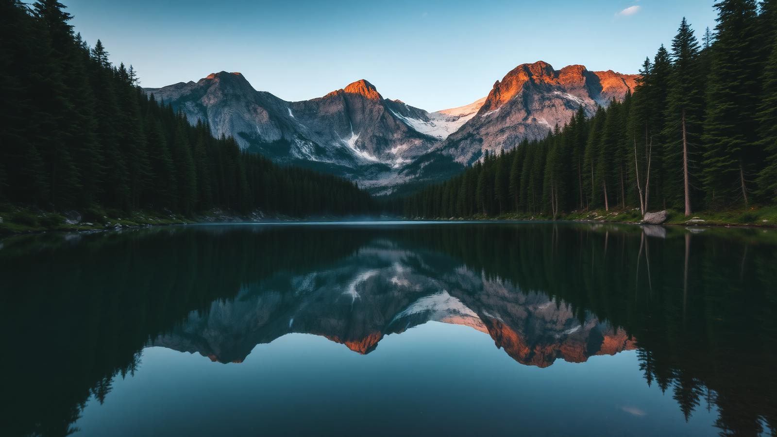 Alpine lake at sunrise